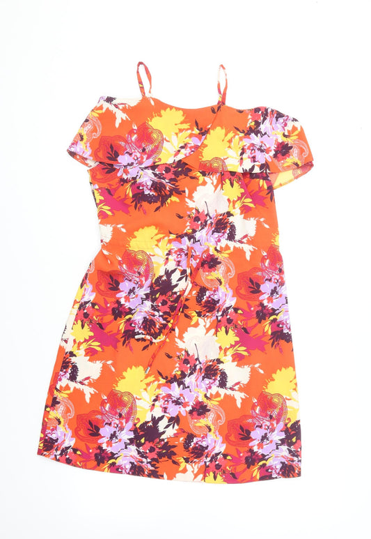 George Womens Multicoloured Floral Polyester Shift Size 8 Square Neck Pullover