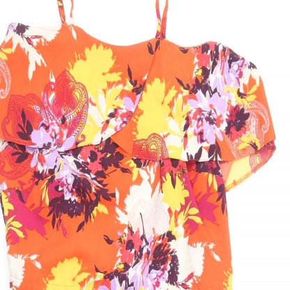 George Womens Multicoloured Floral Polyester Shift Size 8 Square Neck Pullover