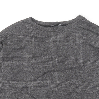 Primark Womens Grey Round Neck Geometric Polyester Pullover Jumper Size 12 - Tie Detail