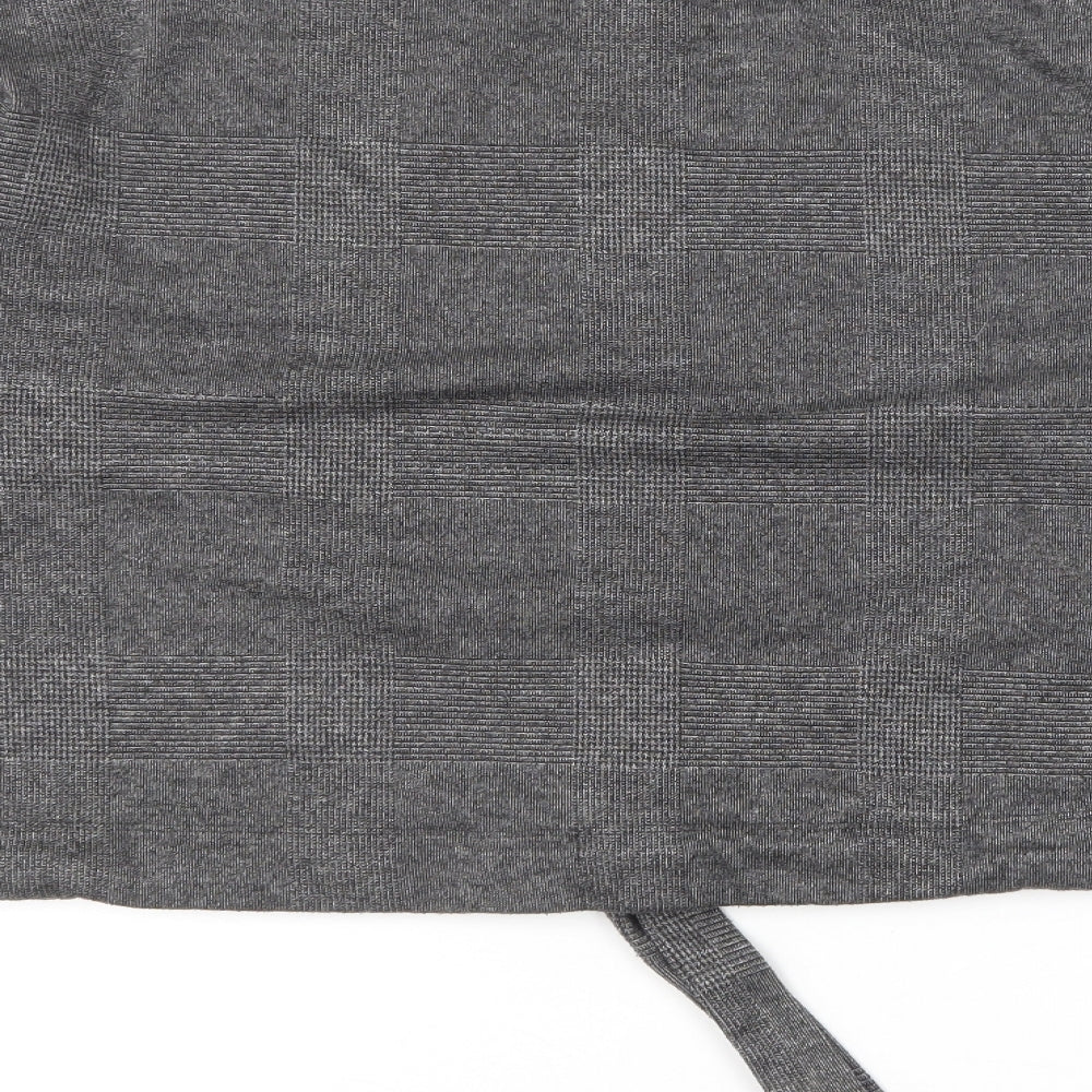 Primark Womens Grey Round Neck Geometric Polyester Pullover Jumper Size 12 - Tie Detail