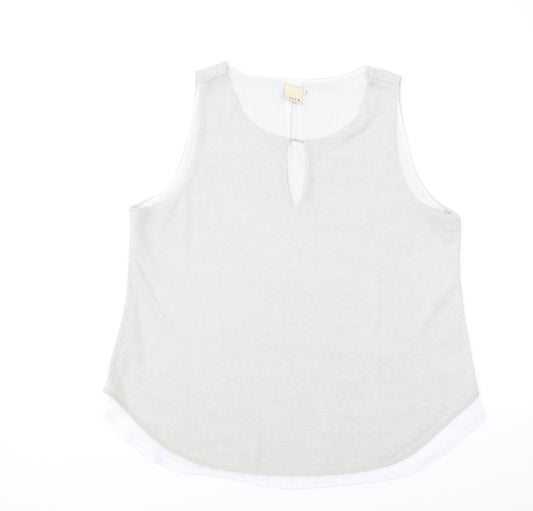 Womens UK Size XL ecru Grey Basic Blouse
