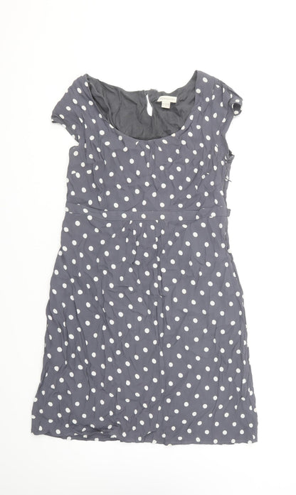 Monsoon Womens Blue Polka Dot Viscose A-Line Size 12 Round Neck Pullover