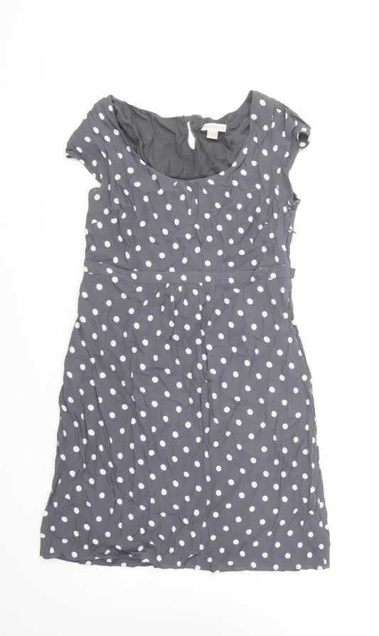 Monsoon Womens Blue Polka Dot Viscose A-Line Size 12 Round Neck Pullover