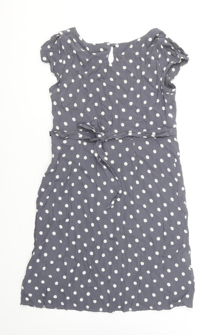 Monsoon Womens Blue Polka Dot Viscose A-Line Size 12 Round Neck Pullover