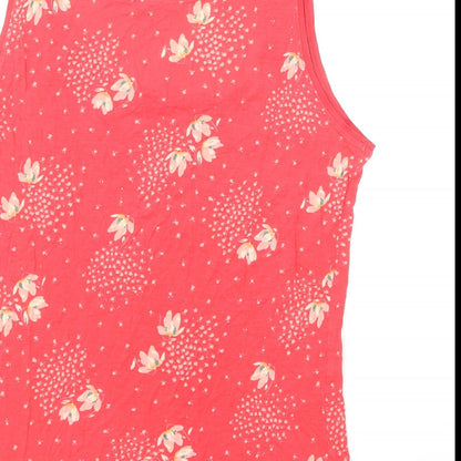 Oasis Womens Red Floral Viscose Basic Tank Size L Round Neck