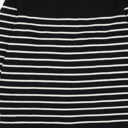 Kirkland Signature Womens Black Round Neck Striped Viscose Pullover Jumper Size L
