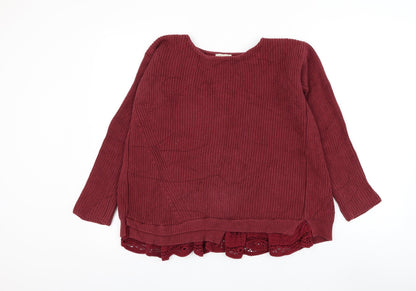 Womens UK Size 10 Wrap Red Pullover Jumper