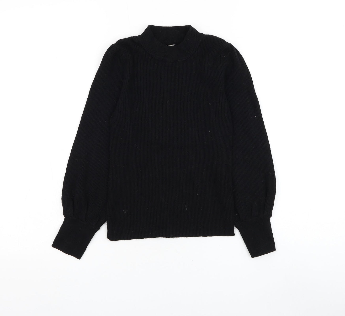 F&F Girls Black Mock Neck Viscose Pullover Jumper Size 9-10 Years Pullover