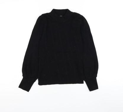 F&F Girls Black Mock Neck Viscose Pullover Jumper Size 9-10 Years Pullover