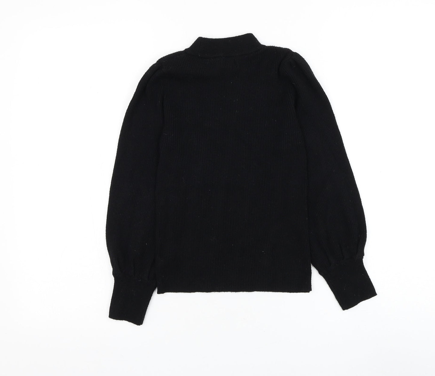 F&F Girls Black Mock Neck Viscose Pullover Jumper Size 9-10 Years Pullover