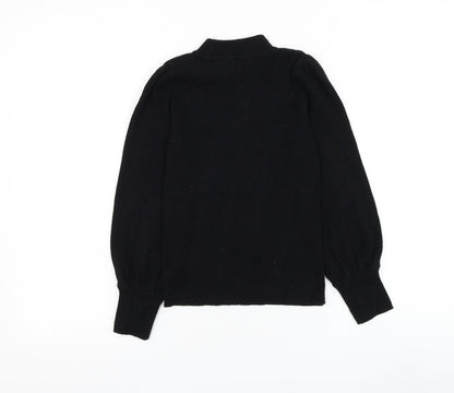 F&F Girls Black Mock Neck Viscose Pullover Jumper Size 9-10 Years Pullover