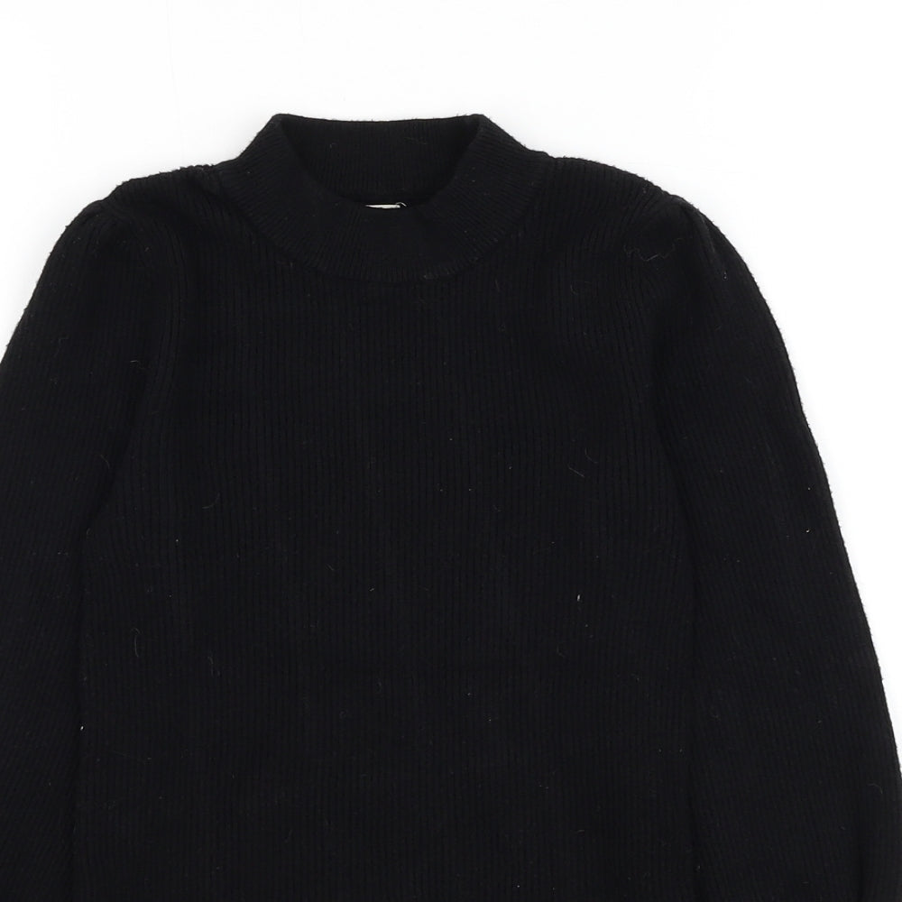 F&F Girls Black Mock Neck Viscose Pullover Jumper Size 9-10 Years Pullover