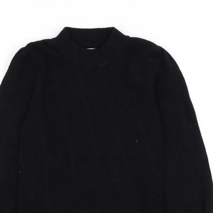F&F Girls Black Mock Neck Viscose Pullover Jumper Size 9-10 Years Pullover