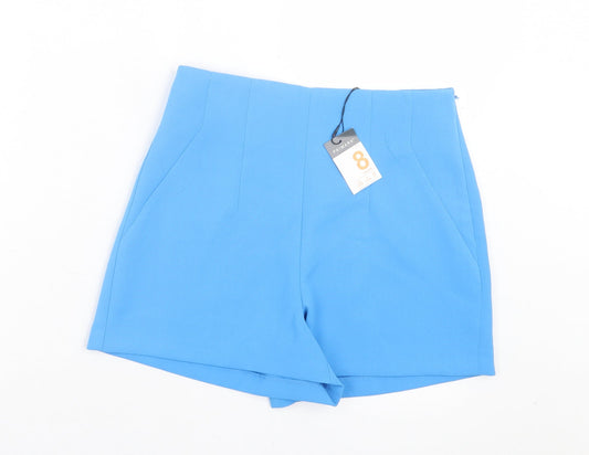 Primark Womens Blue Polyester Sailor Shorts Size 8 L3 in Regular Zip