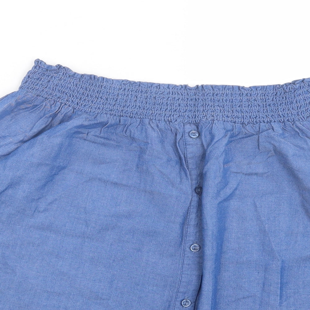 Miss Selfridge Womens Blue Lyocell Basic Blouse Size 12 Boat Neck