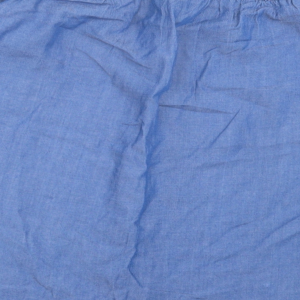 Miss Selfridge Womens Blue Lyocell Basic Blouse Size 12 Boat Neck