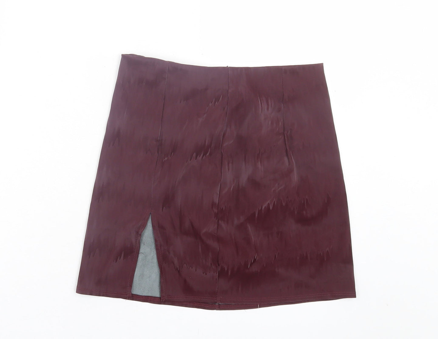 SheIn Womens Purple Geometric Polyester A-Line Skirt Size S Zip - Leather Look