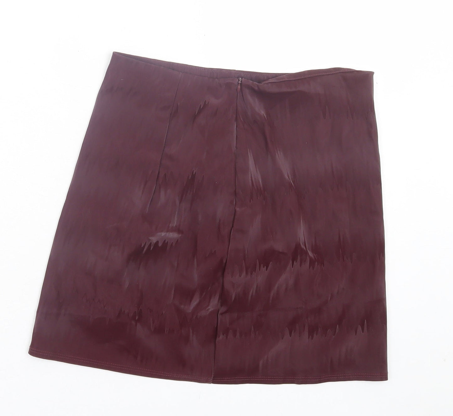SheIn Womens Purple Geometric Polyester A-Line Skirt Size S Zip - Leather Look