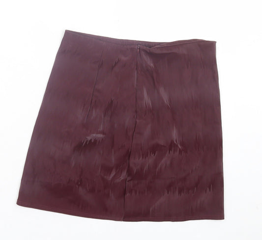 SheIn Womens Purple Geometric Polyester A-Line Skirt Size S Zip - Leather Look