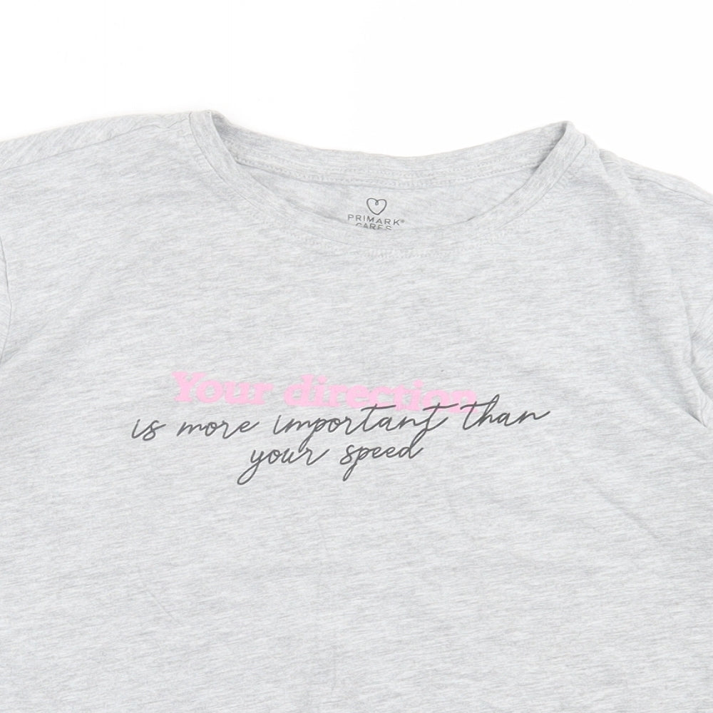 Primark Womens Grey Cotton Basic T-Shirt Size S Crew Neck - Your Direction.... Is more important than your speed.