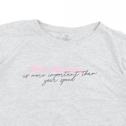 Primark Womens Grey Cotton Basic T-Shirt Size S Crew Neck - Your Direction.... Is more important than your speed.