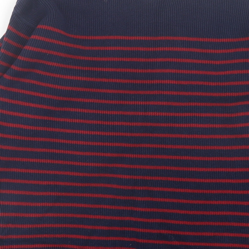 H&M Mens Blue Crew Neck Striped Cotton Pullover Jumper Size S