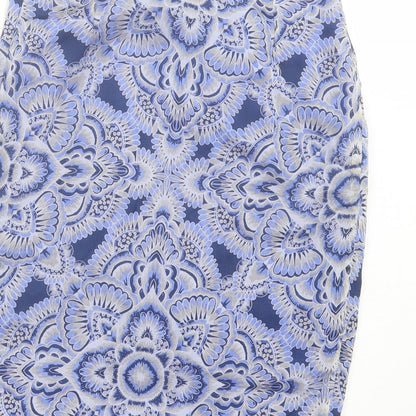 Mango Womens Blue Paisley Polyester A-Line Skirt Size 6 Zip - Tie Front
