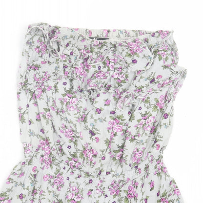 Cutie Womens Green Floral Cotton Playsuit One-Piece Size S Pullover - Frill Detail