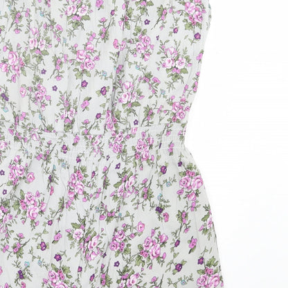 Cutie Womens Green Floral Cotton Playsuit One-Piece Size S Pullover - Frill Detail