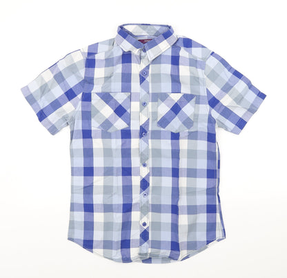 Mens UK Size S Dunnes Stores Blue  Button-Up Short Sleeve Casual Shirt