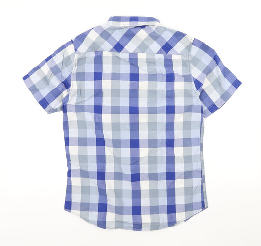 Mens UK Size S Dunnes Stores Blue  Button-Up Short Sleeve Casual Shirt