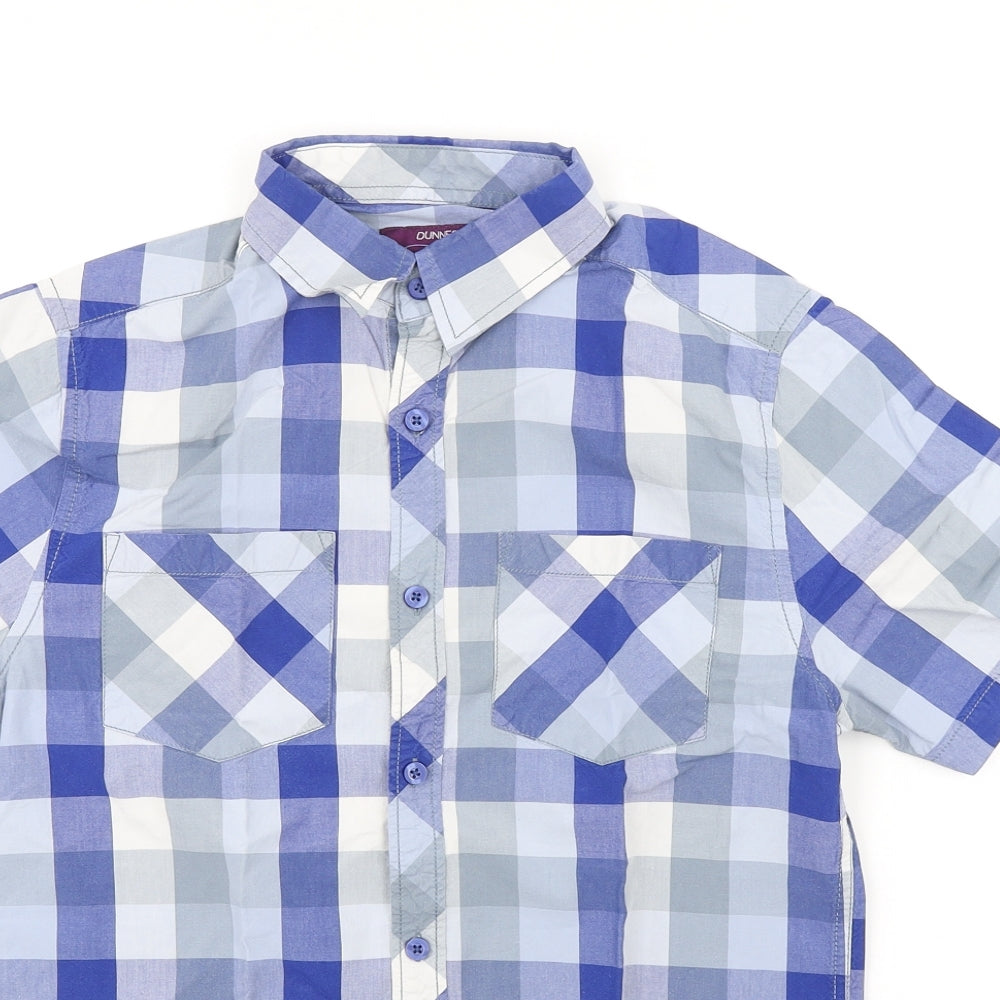 Mens UK Size S Dunnes Stores Blue  Button-Up Short Sleeve Casual Shirt