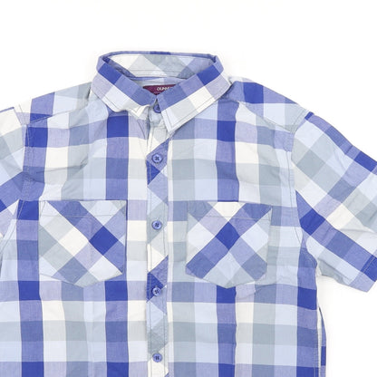 Mens UK Size S Dunnes Stores Blue  Button-Up Short Sleeve Casual Shirt