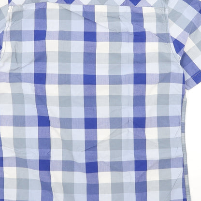 Mens UK Size S Dunnes Stores Blue  Button-Up Short Sleeve Casual Shirt
