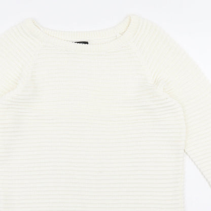 F&F Womens Ivory Round Neck Acrylic Pullover Jumper Size 10