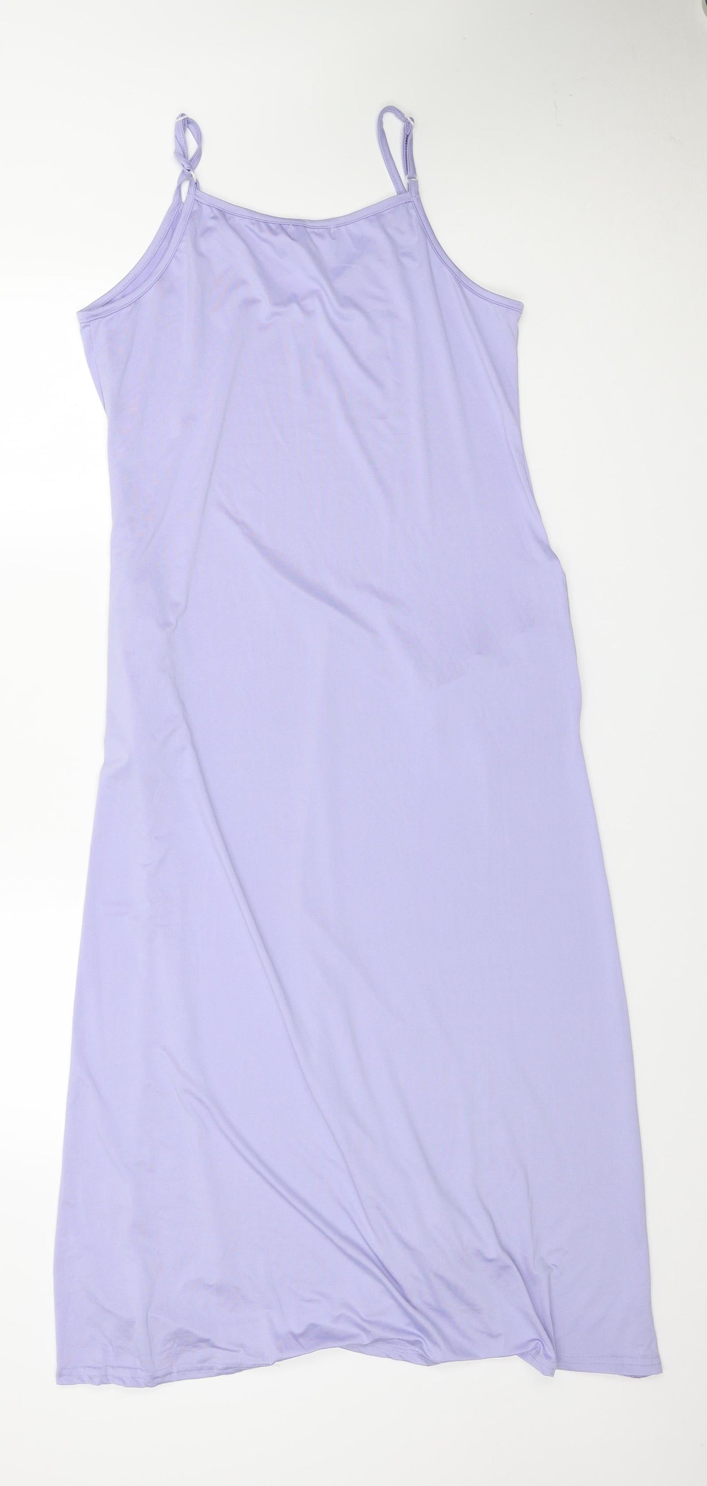 Vicabo Womens Purple Polyester Tank Dress Size 14 V-Neck Pullover
