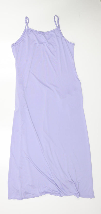 Vicabo Womens Purple Polyester Tank Dress Size 14 V-Neck Pullover