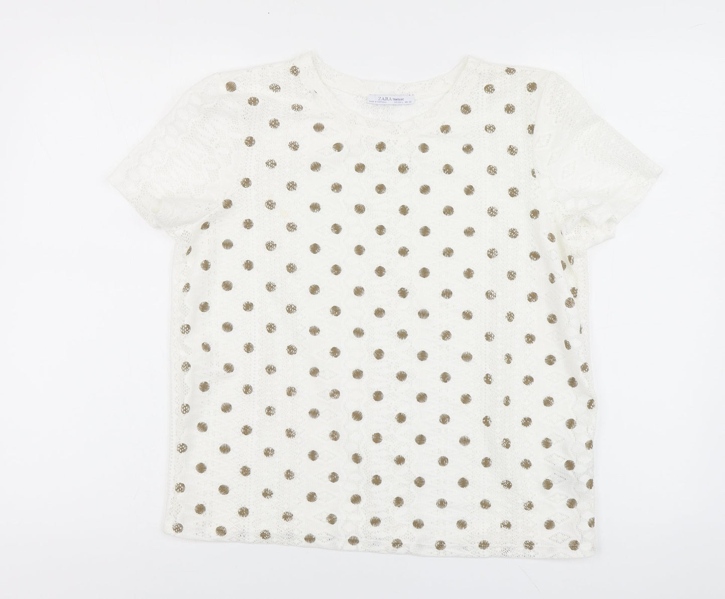 Womens UK Size L Zara White Basic Polo