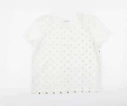 Womens UK Size L Zara White Basic Polo