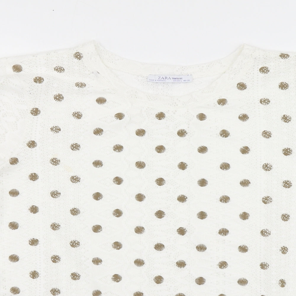 Womens UK Size L Zara White Basic Polo