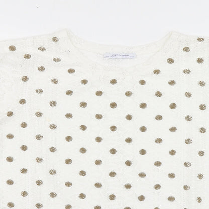 Womens UK Size L Zara White Basic Polo