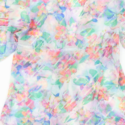 F&F Womens Multicoloured Floral Polyester Kimono Blouse Size S V-Neck - Beachwear