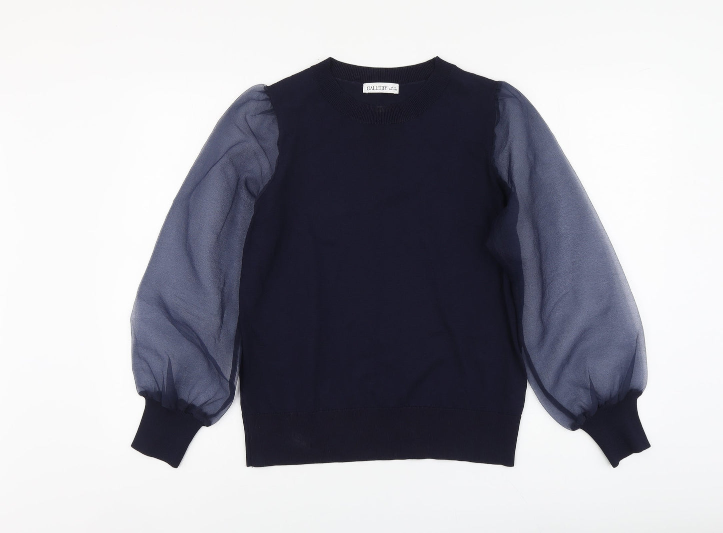 Womens UK Size M Gallery Blue Henley Jumper