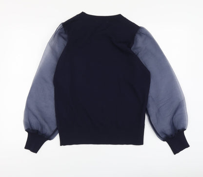 Womens UK Size M Gallery Blue Henley Jumper