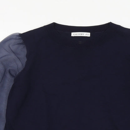 Womens UK Size M Gallery Blue Henley Jumper