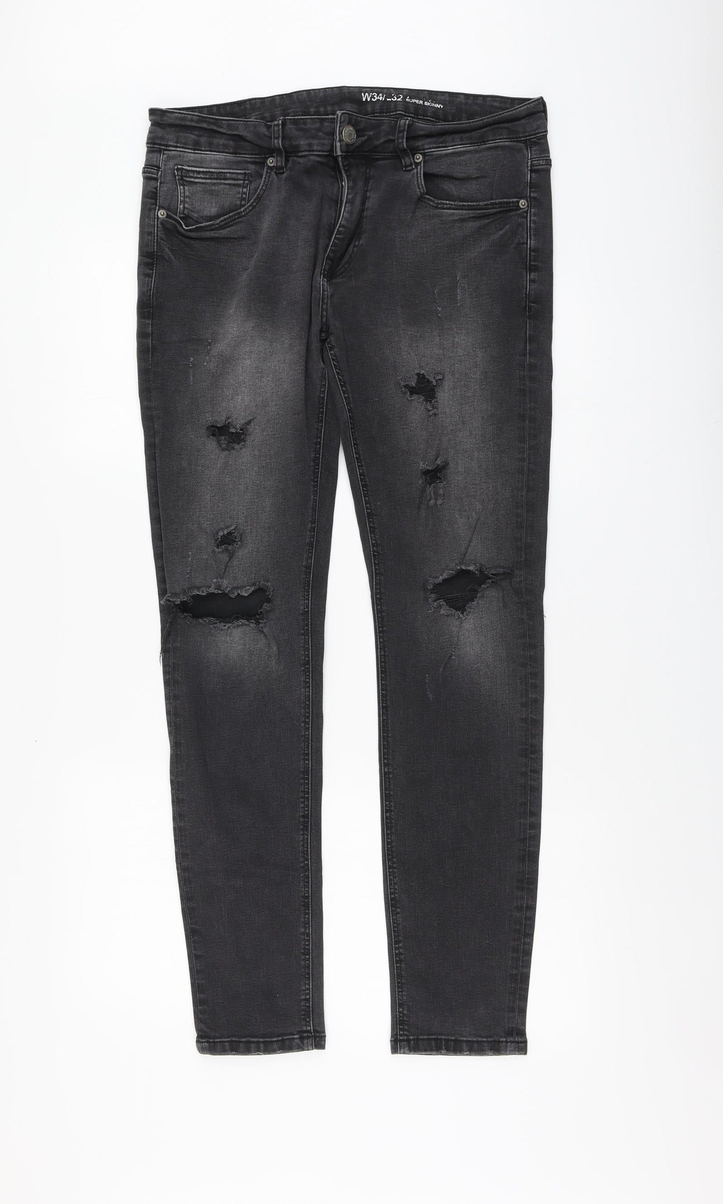 Denim & Co. Mens Grey Cotton Skinny Jeans Size 34 in L30 in Regular Button