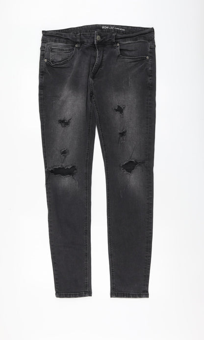 Denim & Co. Mens Grey Cotton Skinny Jeans Size 34 in L30 in Regular Button