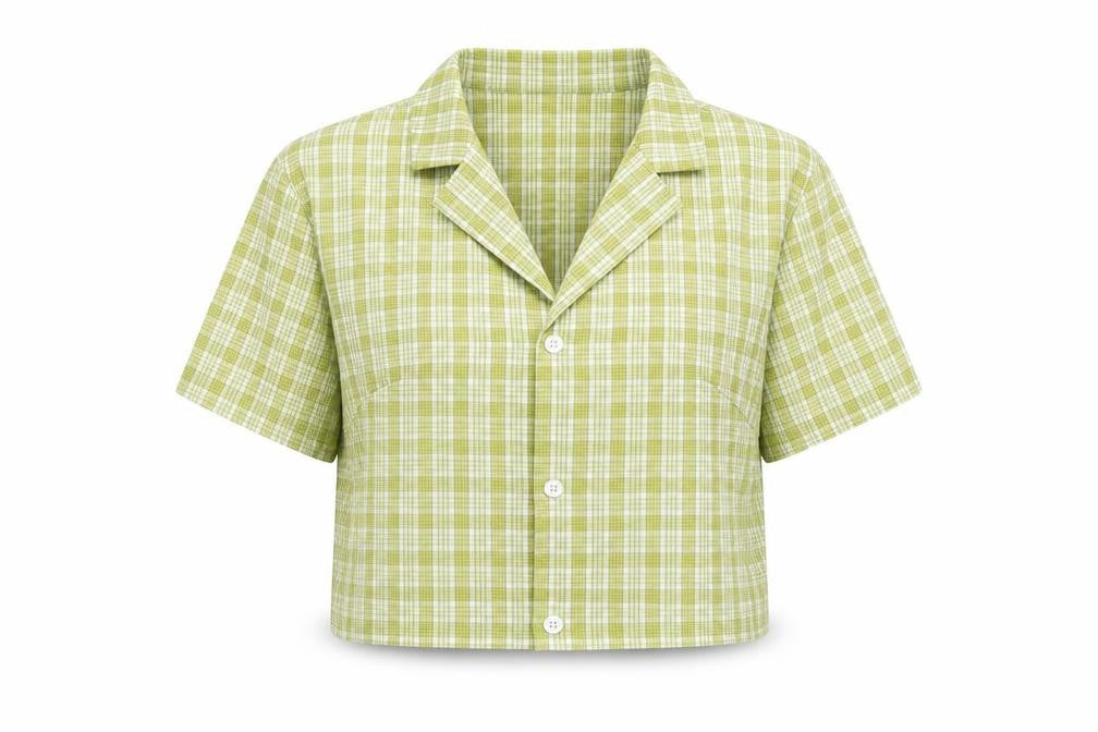 Womens UK Size XS SheIn Green Cropped Button-Up