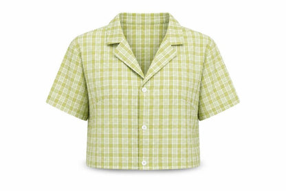 Womens UK Size XS SheIn Green Cropped Button-Up