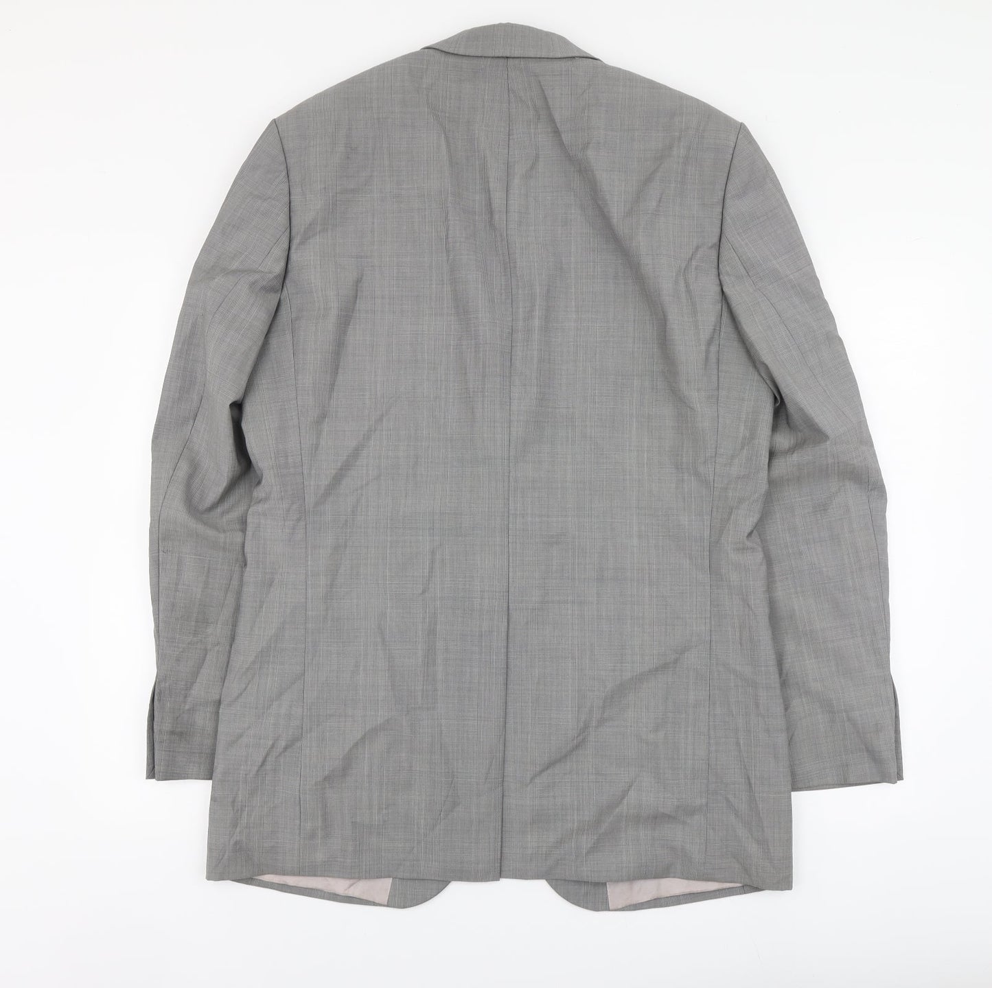 Bogart Mens Grey Plaid Wool Jacket Suit Jacket Size L
